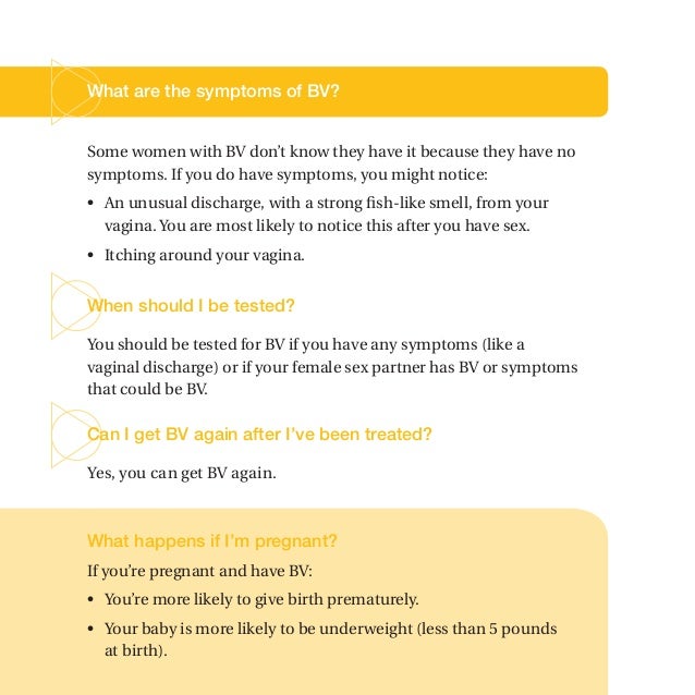 Bacterial vaginosis and having sex